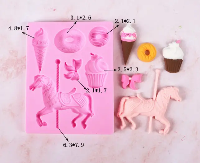 Unicorn ice cream donut bow theme Silicone Mould