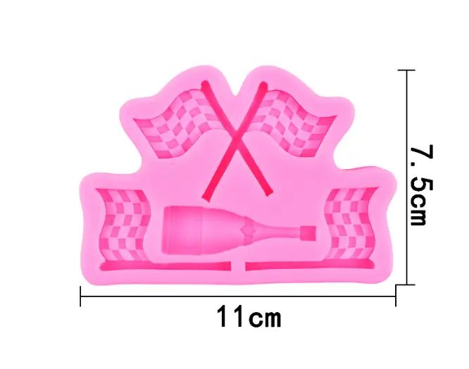 Checkered Flag With Champagne silicone mould