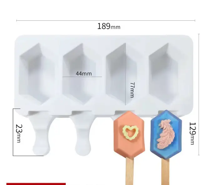4 Cavity Octagon Silicone Popsicle Mould