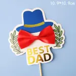 Best dad cute topper with red fabric bow cake topper