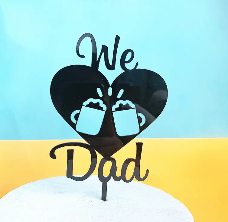 We love dad cheers glass cake topper
