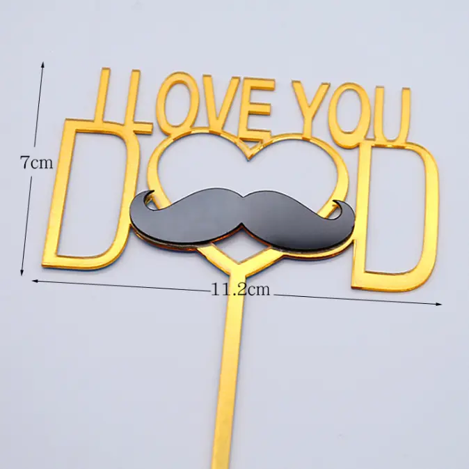 I love you dad with mustache creative acrylic cake topper