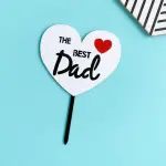 Double acrylic heart shaped the best dad with red heart cake topper