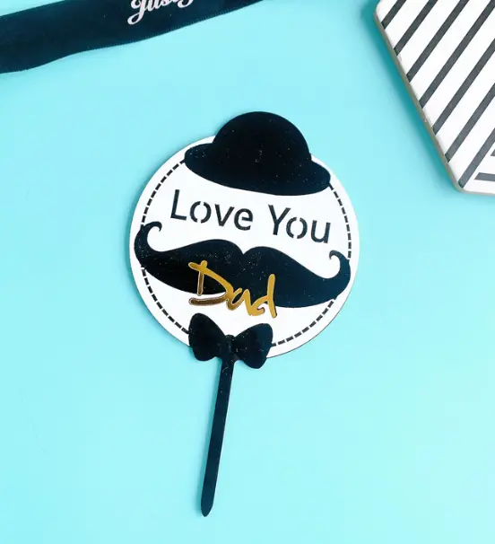 Double acrylic love you dad theme cake topper