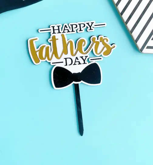 Double acrylic Happy fathers day cake topper