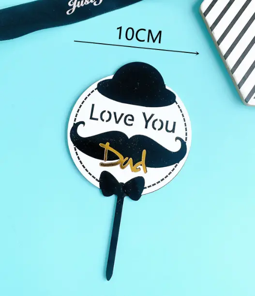 Double acrylic love you dad theme cake topper