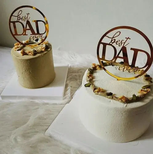 Best dad ever round acrylic cake topper