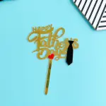 Happy fathers day with tie and heart acrylic cake topper