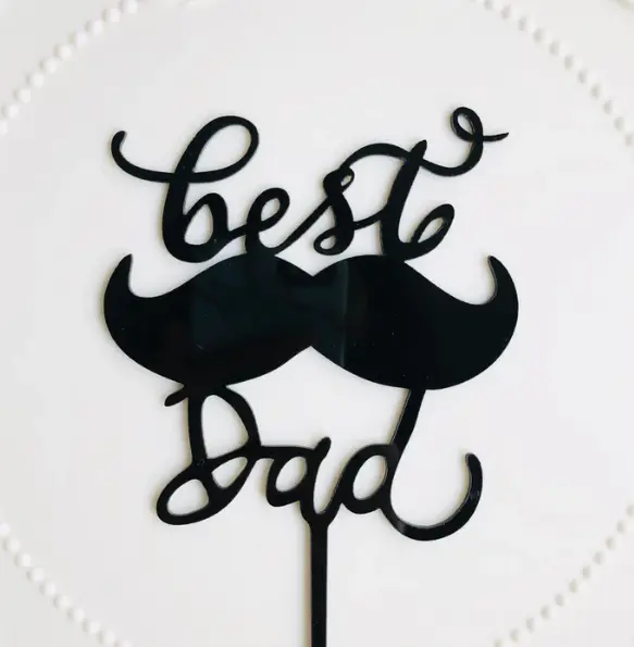Best dad with mustache cake topper