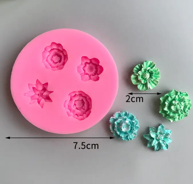 4 Cavity Flower silicone Mould