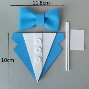 2 pcs Father shirt tie with 3d buttons cake topper set