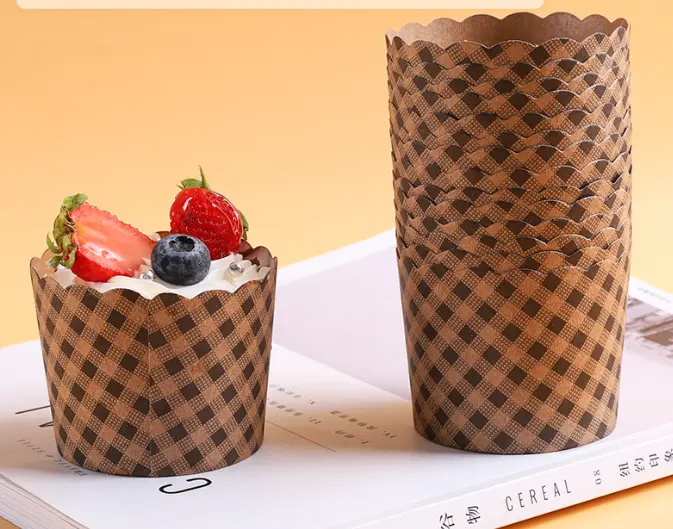 50 pcs cupcake muffin liners brown check design cupcake liners