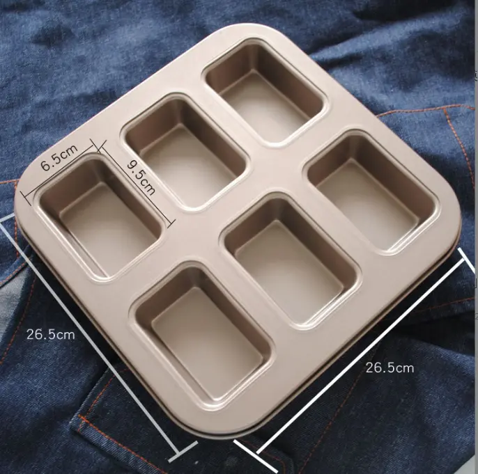 6 Cavity Loaf pan brownie Nonstick Carbon Steel tray