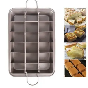 Non Stick Brownie Pan with Dividers 18 Pre-slice Carbon Steel Bakeware Tray with Grips for Oven 12X8X2''