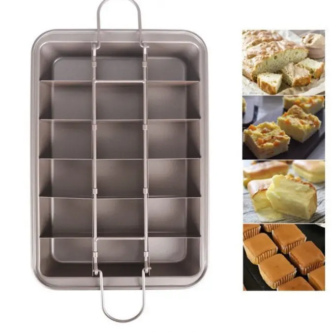Non Stick Brownie Pan with Dividers 18 Pre-slice Carbon Steel Bakeware Tray with Grips for Oven 12X8X2''