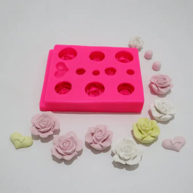 3D blooming Flower with heart silicone Mould