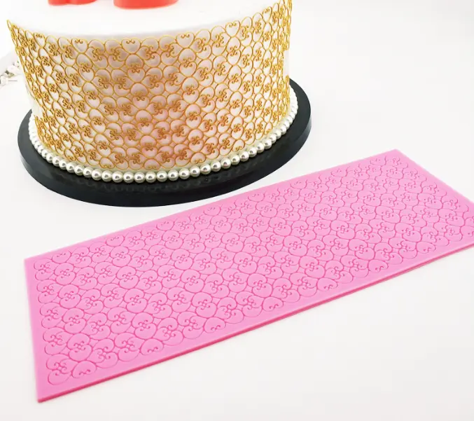 Detailed heart mesh Lace silicone mould