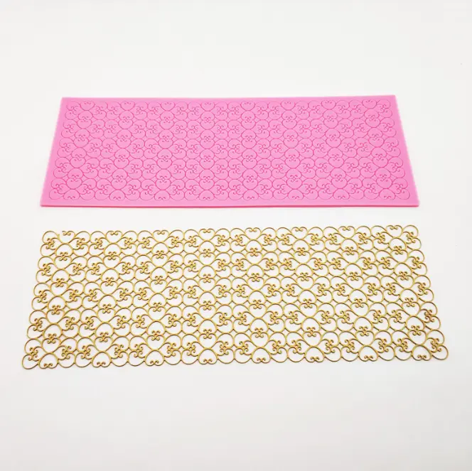 Detailed heart mesh Lace silicone mould