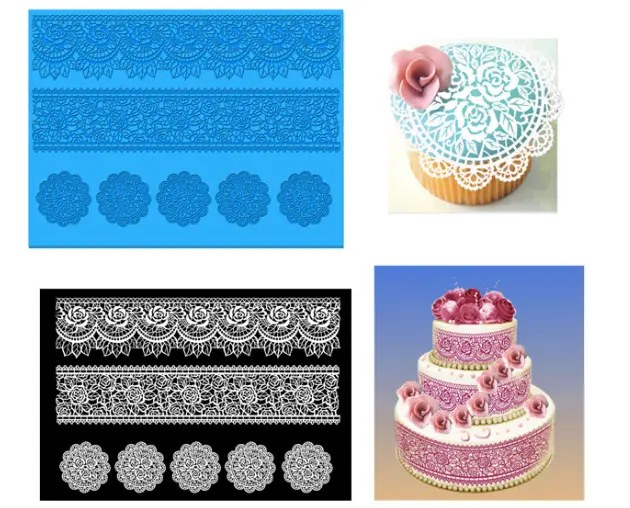 Detailed 3 layer cake cupcake Lace silicone mould