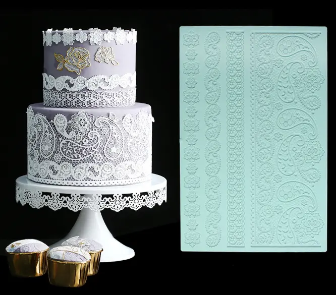 Large Detailed wedding Lace silicone mould style 7