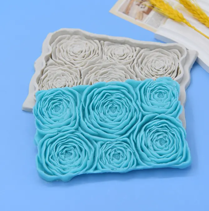 Rose Onlay Lace Mat for Cake Borders Silicone Mould style 3