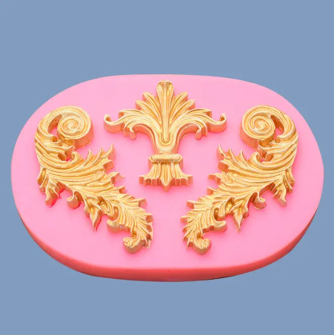 3 cavity classic Baroque decor silicone mould