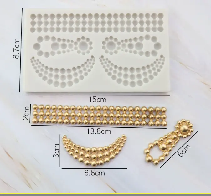 Jewelry pearl necklace string boarder silicone mould
