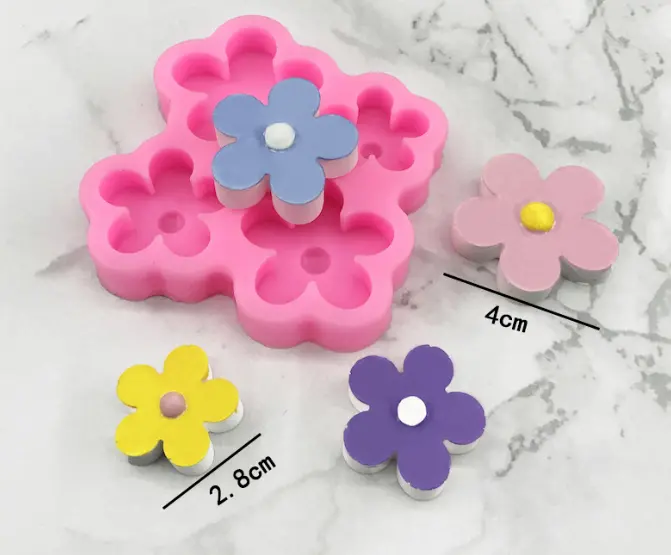 4 cavity flower silicone mould