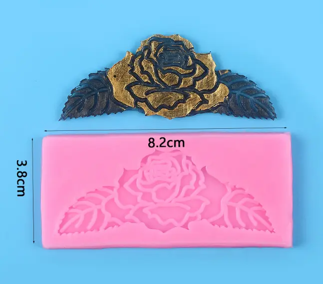 Rose flower with leaf silicone mould