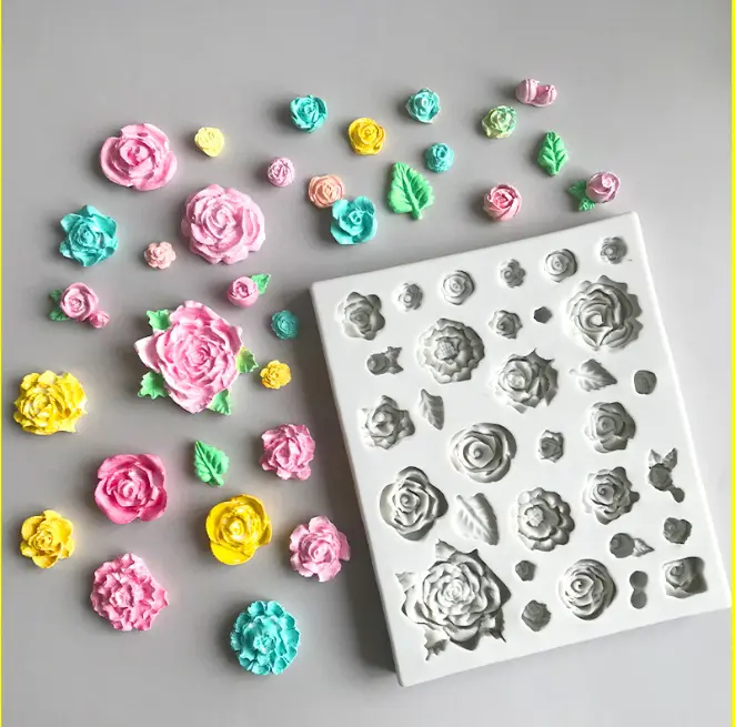 Different roses flower silicone mould