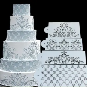 4 pcs Cake Stencil Fondant Cake Border Decoration Stencils style 2