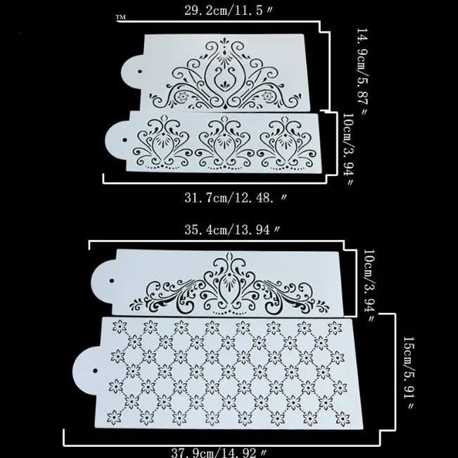 4 pcs Cake Stencil Fondant Cake Border Decoration Stencils style 2