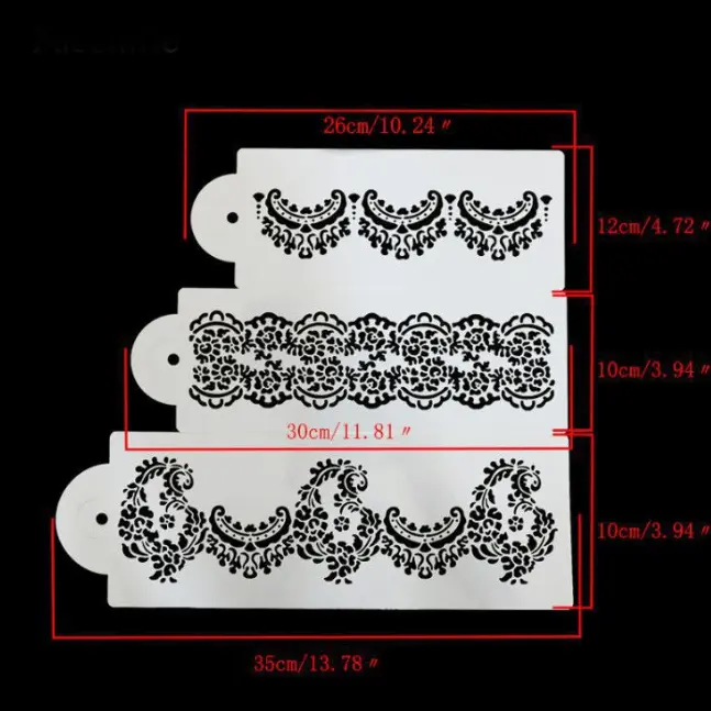 3 pcs Cake Stencil Fondant Cake Border Decoration Stencils style 3