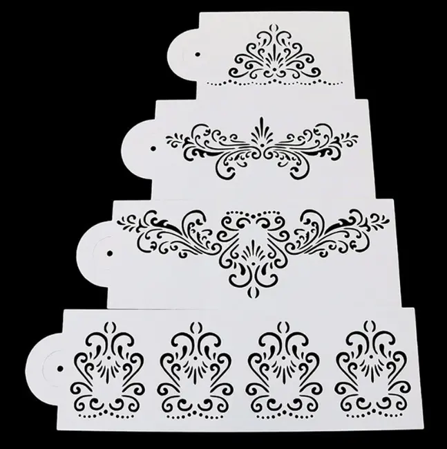 4 pcs Cake Border Decoration icing Stencils set style 4