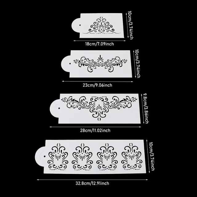 4 pcs Cake Border Decoration icing Stencils set style 4