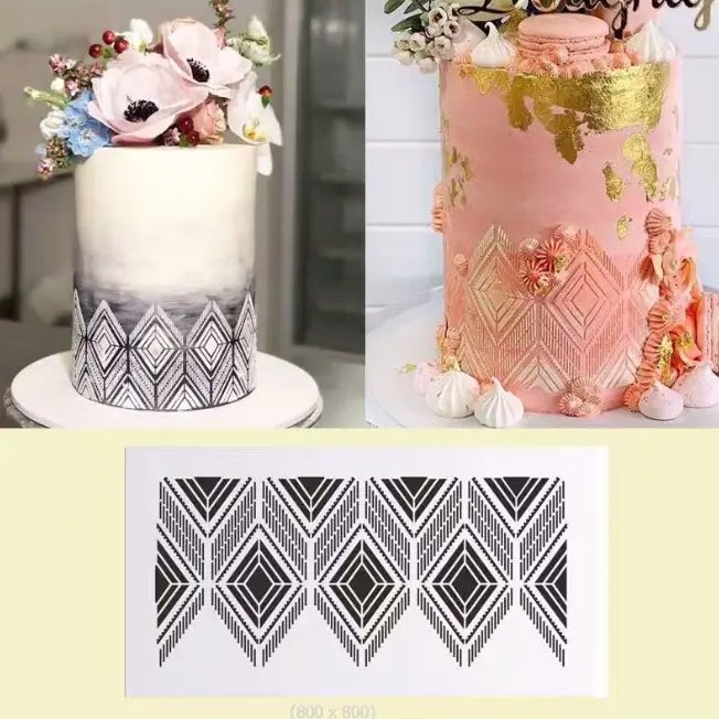 6 pcs texture Decoration icing Stencils style 11