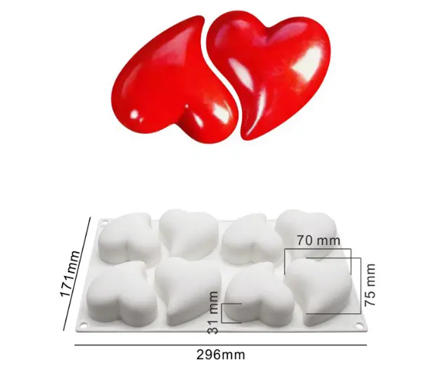 8 cavity heart shaped Silicone Mould for mousse,baking,desserts entremet mould