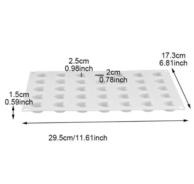 35 cavity heart Silicone Mould for mousse,baking,desserts etc