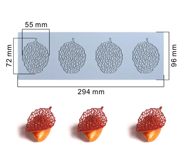 4 cavity leaf theme chocolate garnish mould style 2