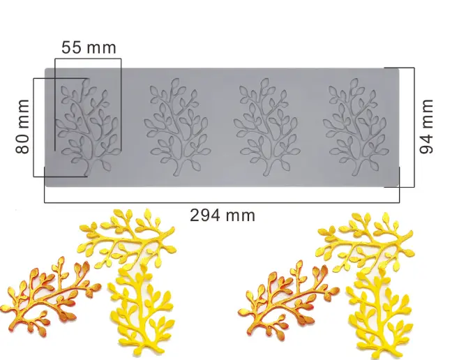 4 cavity leaf chocolate garnish mould style 4