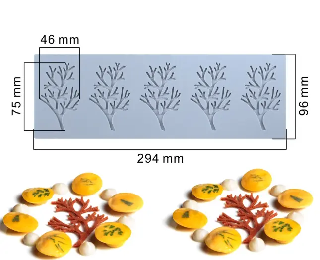 5 cavity tree leaf chocolate garnish mould style 5