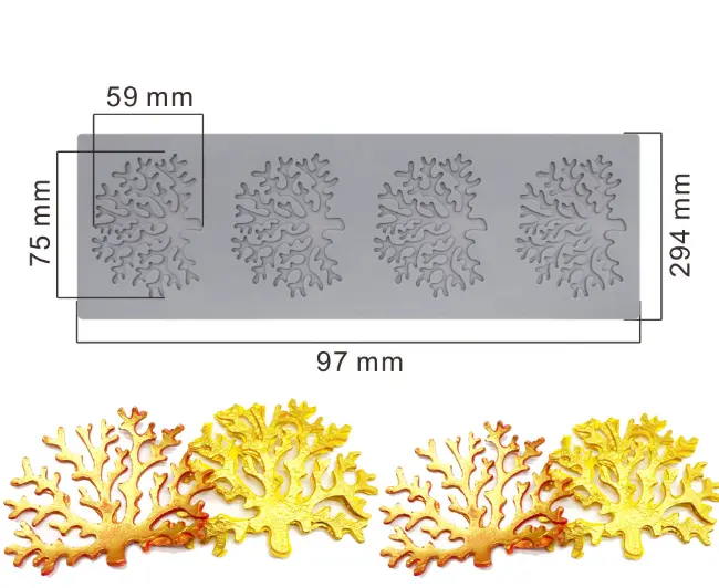 4 cavity tree leaf chocolate garnish mould style 3