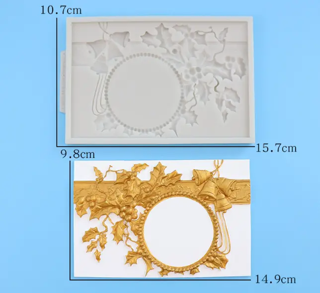 Large vintage frame with berry leaves silicone mould style 1