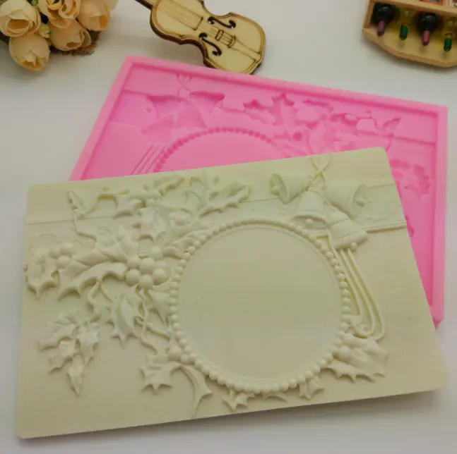 Large vintage frame with berry leaves silicone mould style 2