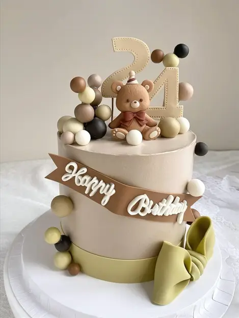 1 pcs Brown Teddy bear Cake Topper