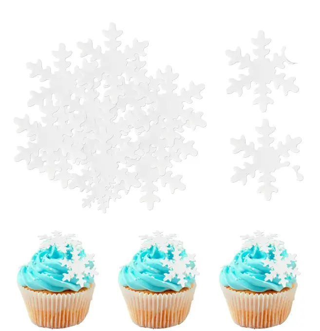 10 pcs Edible snowflake Wafer Paper cake topper