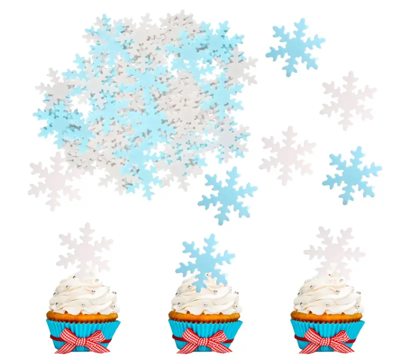 10 pcs Edible snowflake Wafer Paper cake topper