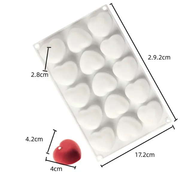 15 cavity heart Silicone Mould for mousse,baking,desserts etc