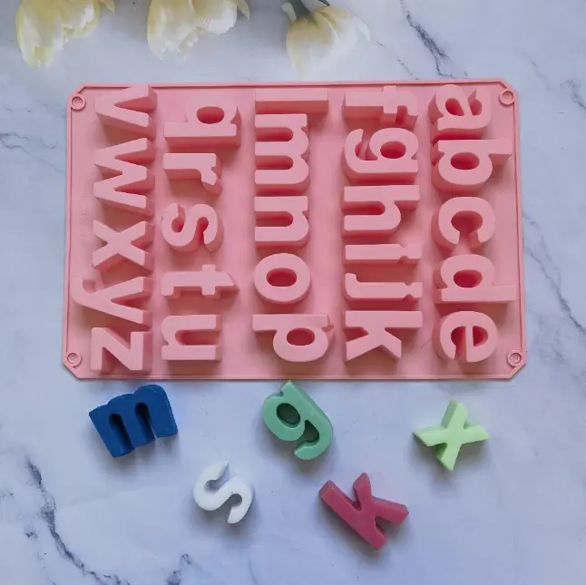 26 Cavities Lower case Alphabet Numbers Silicone Baking Mould, Capital Letter Moulds Chocolate mould Ice Cube DIY Moulds