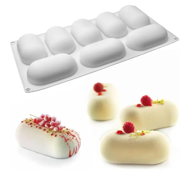 8 cavity Capsule Silicone Mould for mousse,baking,desserts etc